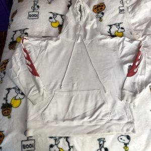 Brandy Melville white hoodie with red flames